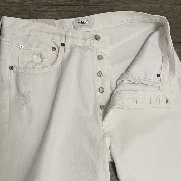AGOLDE 90s Pinch High Waist Straight Leg Destroyed Organic Cotton Jeans 30 NWT. - Picture 7 of 9